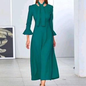 Women Flounce Sleeve A-line Dress With Necktie party wear Casual